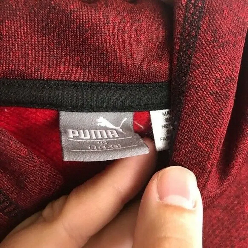 3/$20 Puma Boy's Large (14-16) Red Pullover Hoodie Kangaroo Pocket READ